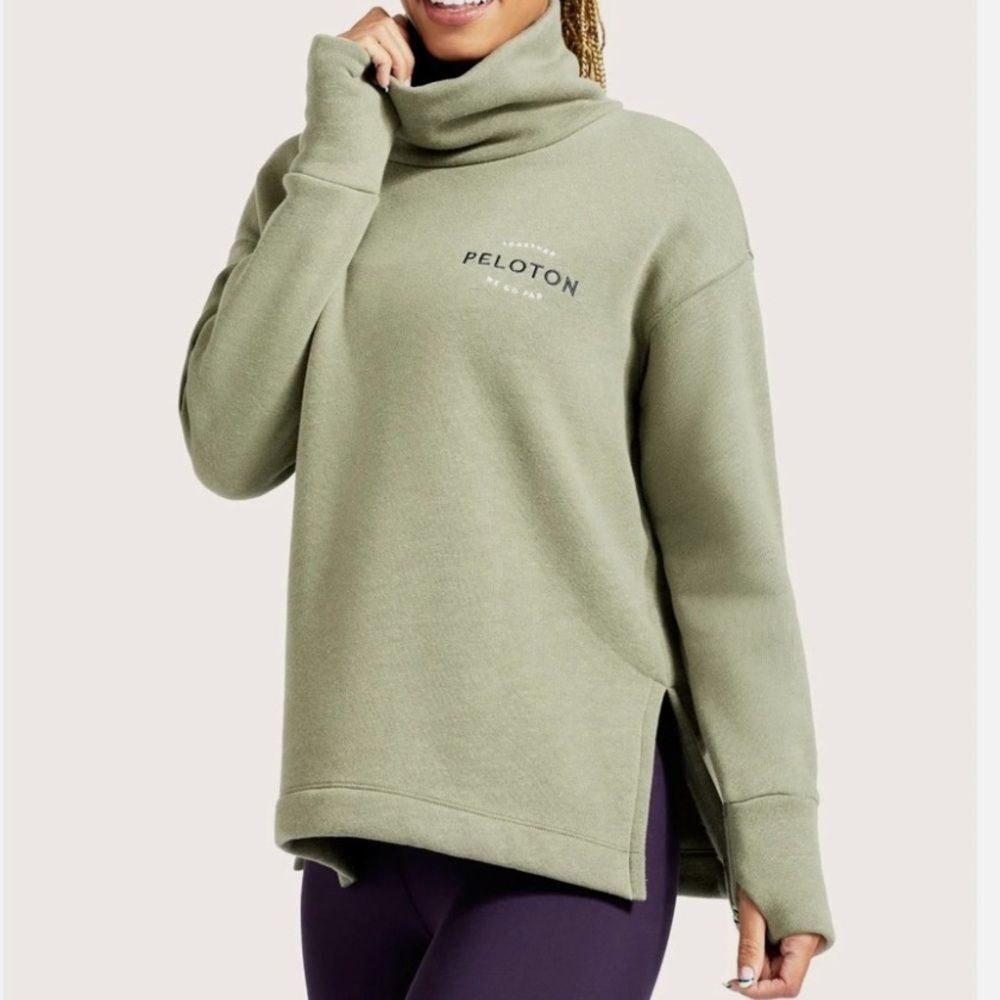 NWT Peloton Olive Green Funnel Neck Sweatshirt, Women’s Size Large